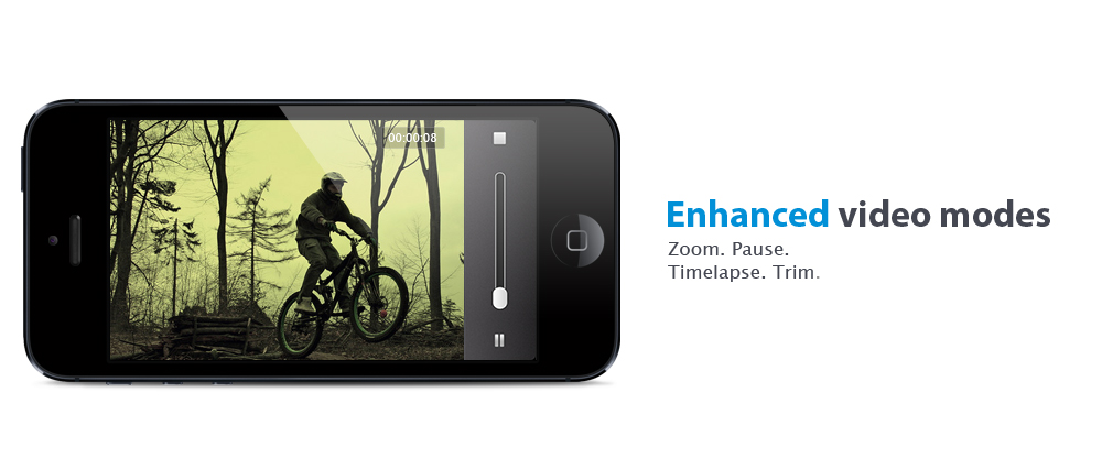 Record videos with video zoom, time lapse, video pause