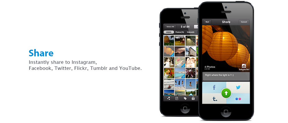 Share photos and videos on the social media sites