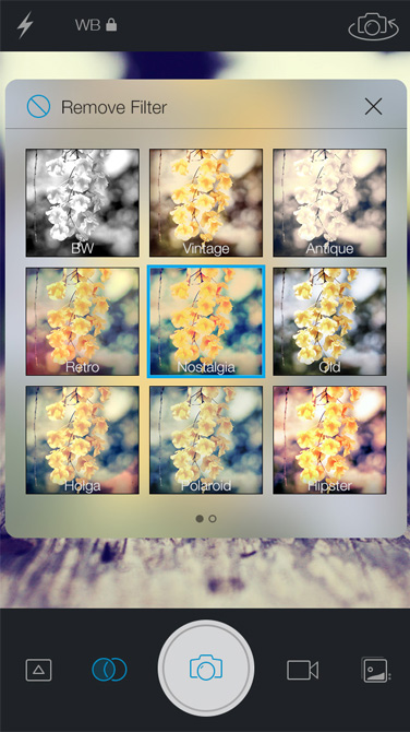 Live Filters Stills UI