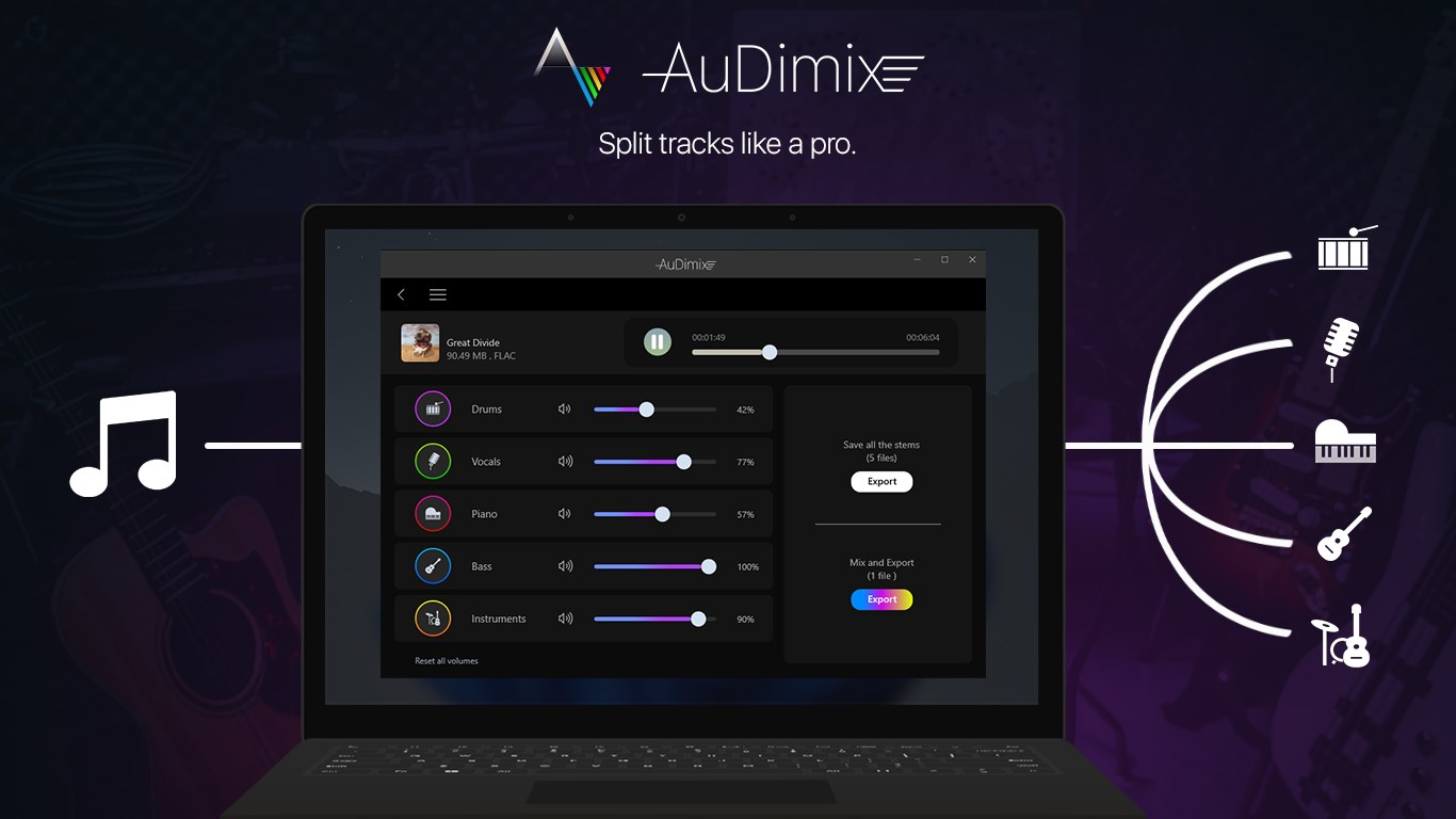 Windows 8 AuDimix: Split music stems like a pro full